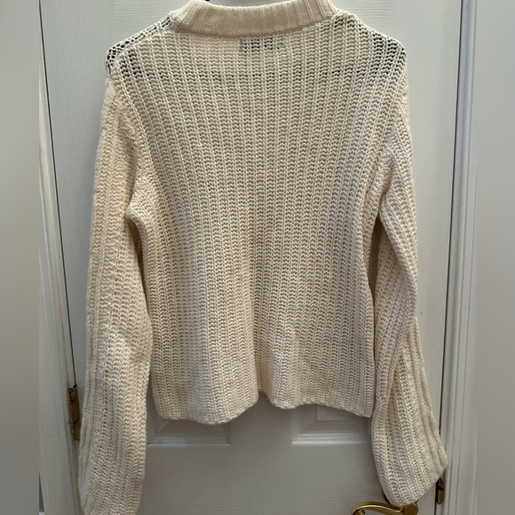by Anthropologie open knitted flare long sleeve sweater Women S Ivory - Picture 5 of 10